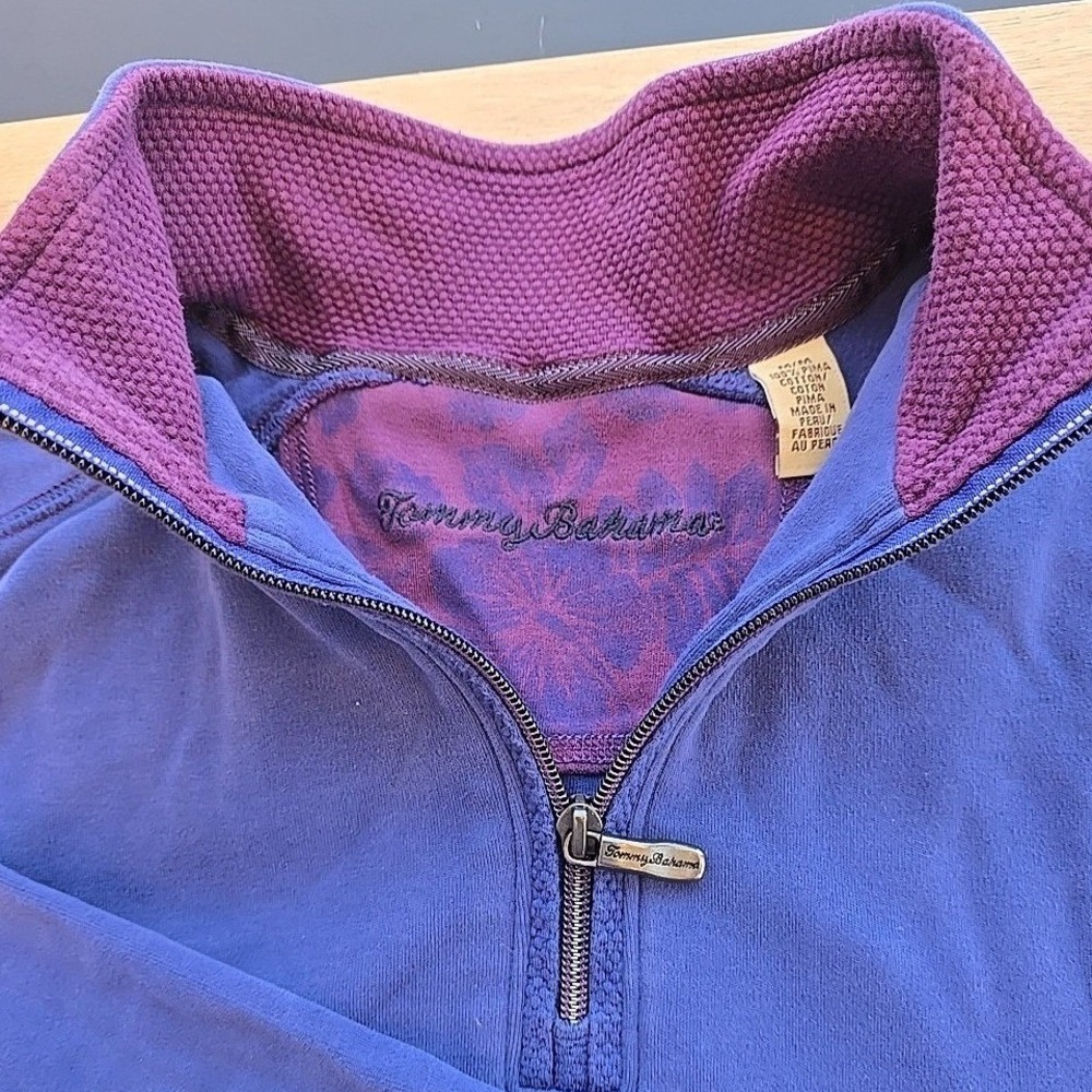 Tommy Bahama Mens 100% Pima Cotton Half Zip Pullover Sweatshirt Purple Size M